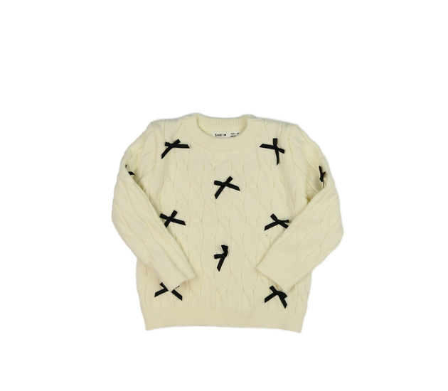 Krémový svetr s mašličkami