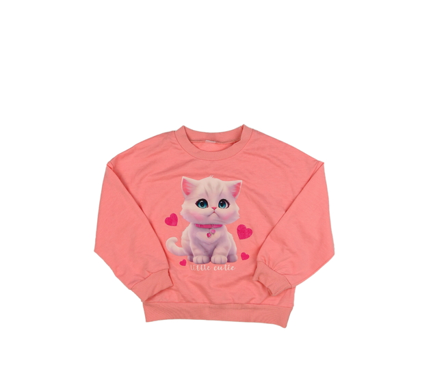 Meruňková slabší mikina s roztomilou kočičkou