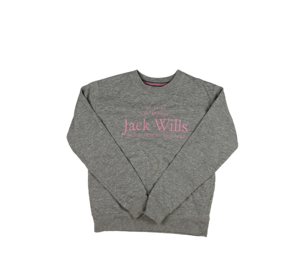 Šedá melírovaná mikina s růžovým nápisem 