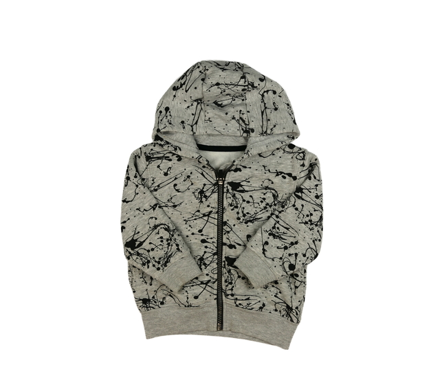 Šedá melírovaná mikina s černými vzory Next