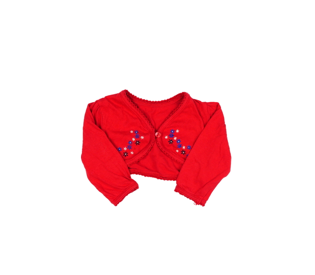 Červené bolerko s květinami 