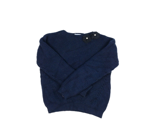 Tmavě modrý svetr s květinami Mayoral 