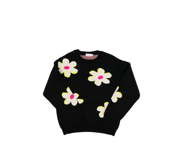 Černý květinový svetr 