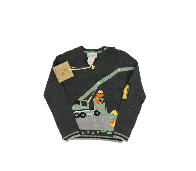 Nový šedý svetr s dinosaury 