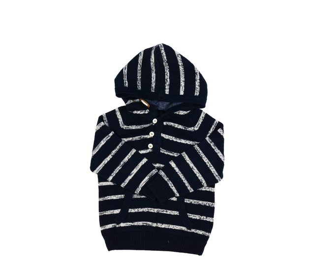 Tmavě modrý pruhovaný svetr s kapucí Next