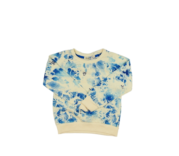 Krémová mikina s modrým vzorováním 