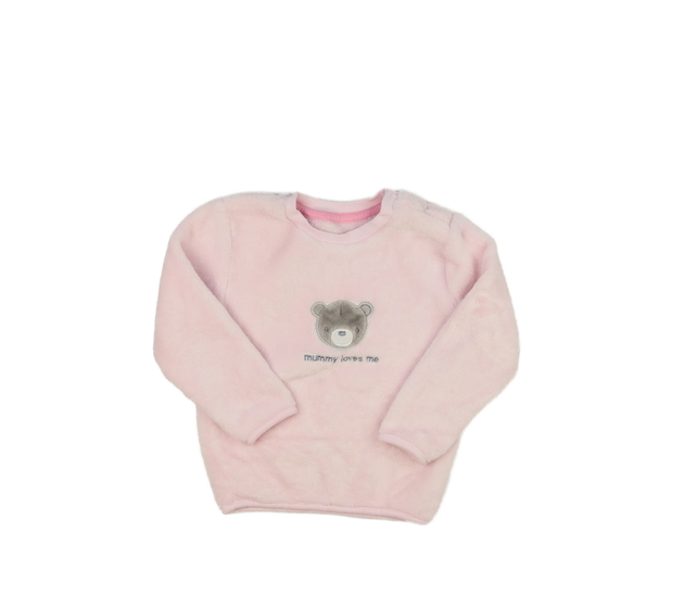 Světle růžová chlupatá mikina s medvědem Nutmeg