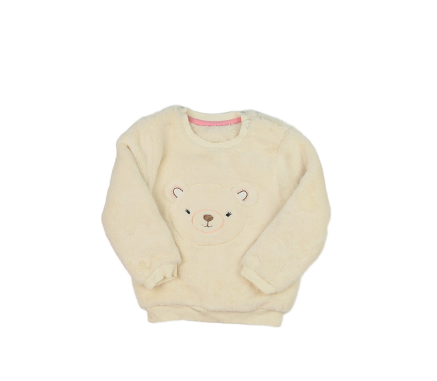 Krémová chlupatá mikina s medvědem Nutmeg