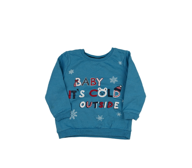 Modrá mikina se zimním motivem 