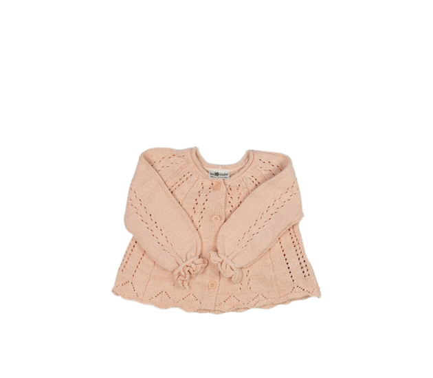 Růžový madeirový lesklý svetr 