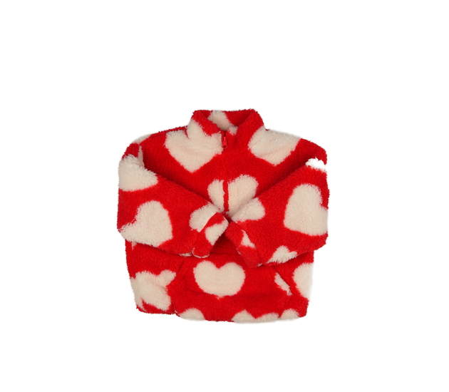 Červená beránková mikina se srdci M&S
