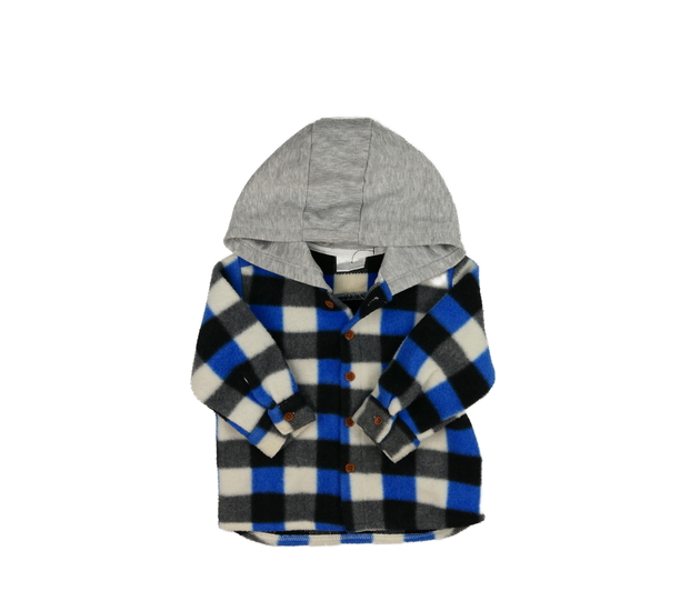 Kostkovaný košilový kabátek s kapucí 