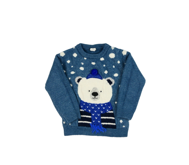 Modrý svetr s medvědem Tu 
