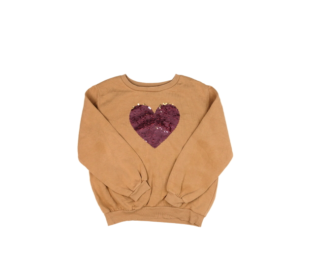 Hnědá mikina se srdcem z flitrů H&M