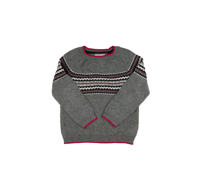 Šedý vzorovaný přízový svetr 