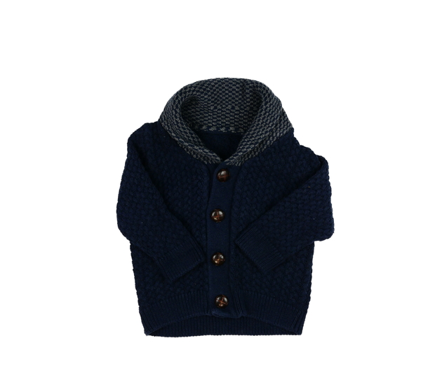 Tmavě modrý svetr s límečkem 