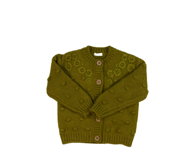 Zelený svetr s vystouplými květinami Next