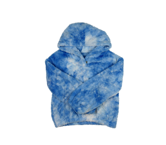Modrá chlupatá melírovaná mikina 