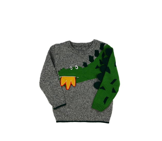 Šedý svetr s dinosaurem Nutmeg