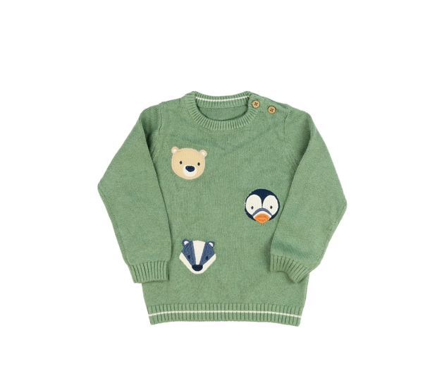 Nový zelený svetr se zvířátky Nutmeg