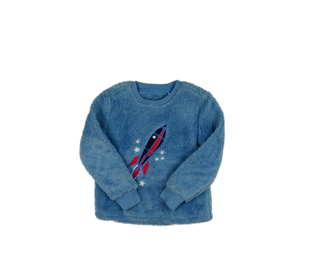 Modrá chlupatá mikina s raketou 