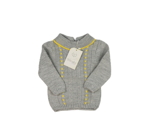 Nový šedo-žlutý svetr s límečkem 