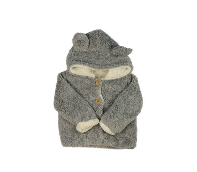 Šedá chlupatá mikina s oušky 