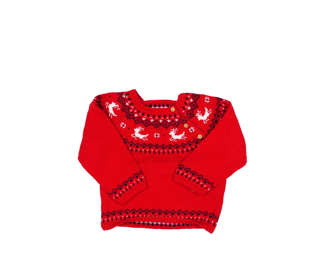 Červený vzorovaný svetr