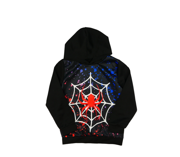 Černá stylová mikina s pavoukem 