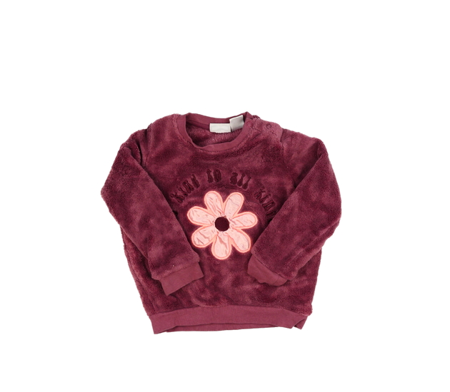 Tmavě růžová vyteplená mikina s květinou