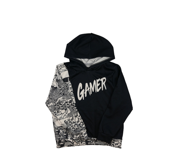 Černo-bílá herní slabá mikina 