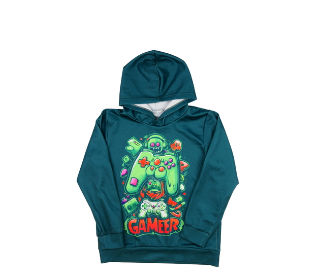 Zelená slabá mikina s cool motivem 