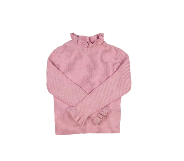 Růžový žebrovaný svetr