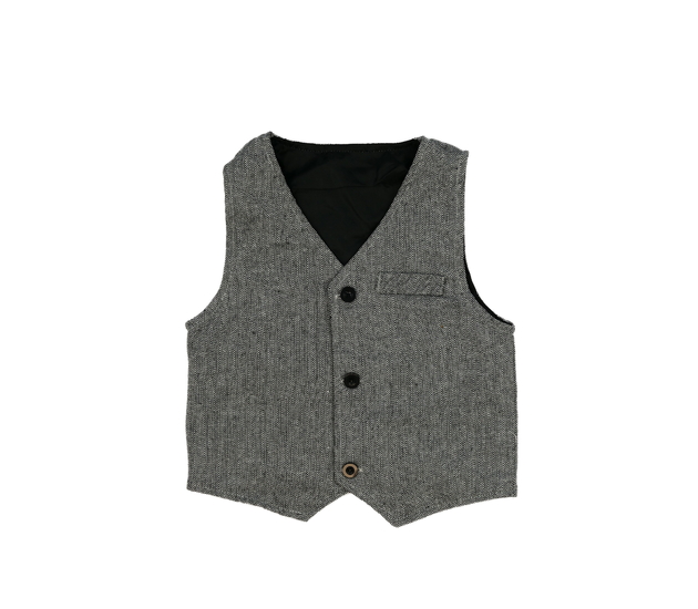 Šedá vzorovaná společenská vesta