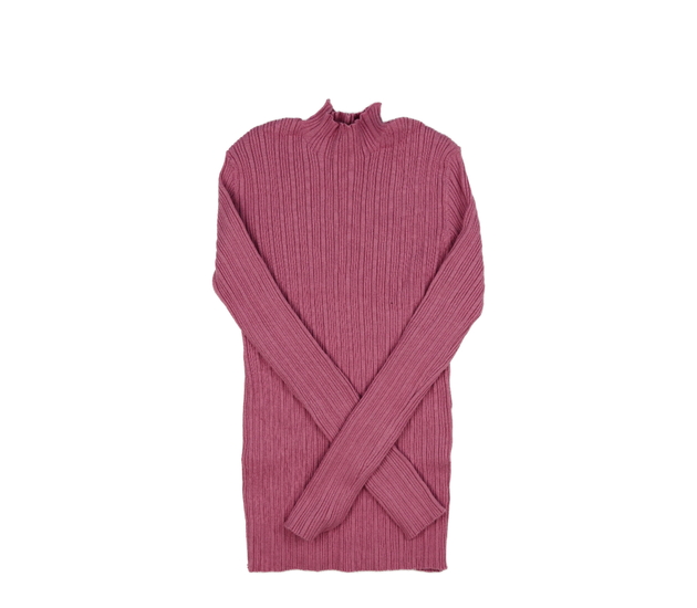 Růžový žebrovaný svetr Tu