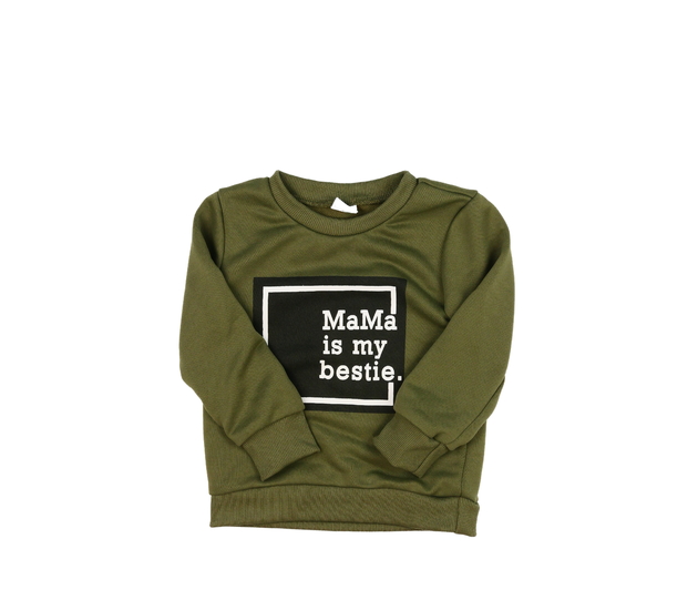 Zelená mikina s nápisy 