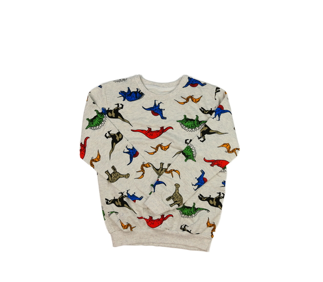 Šedá slabší mikina s dinosaury 