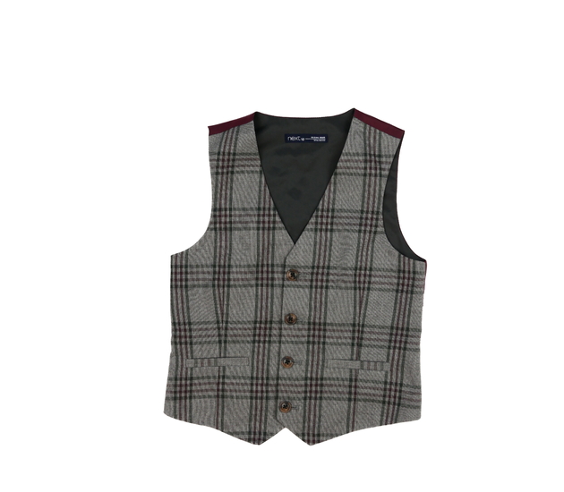 Bordo-šedá společenská vesta Next