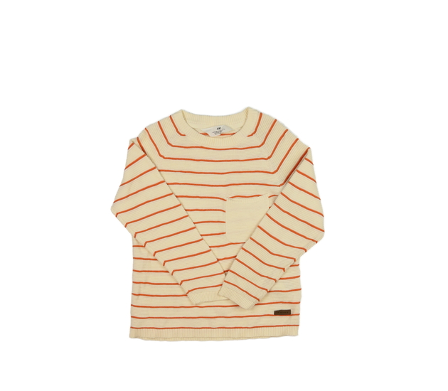 Hnědý svetr s oranžovými pruhy H&M