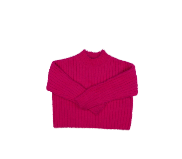 Růžový žinylkový kratší svetr Next