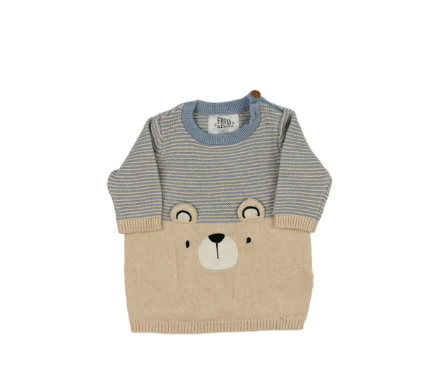 Hnědo-modrý svetřík s čumáčkem F&F