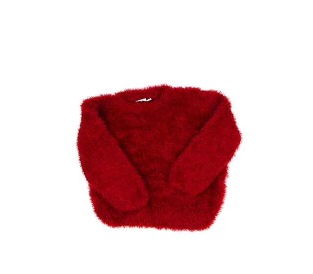 Červený žinylkový svetr 