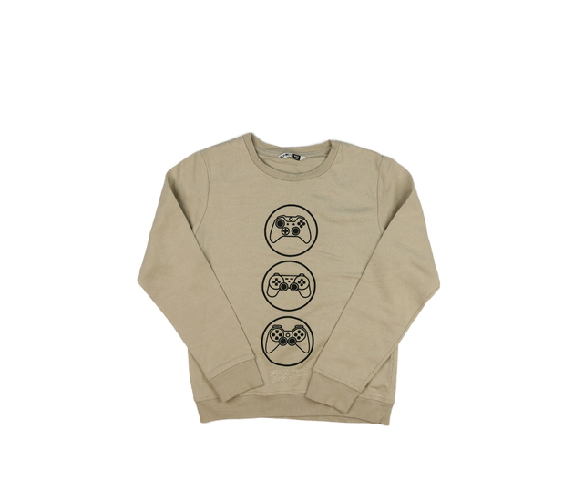 Hnědá mikina s herní tématikou 