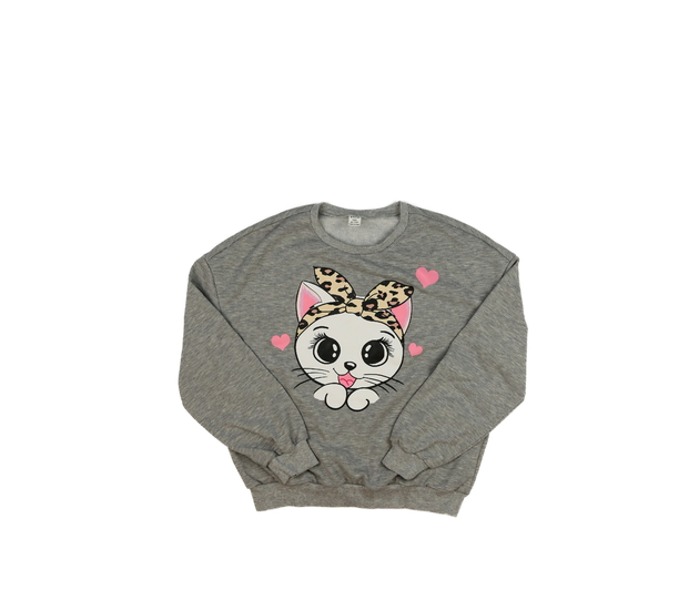 Šedá melírovaná slabá roztomilá mikina 