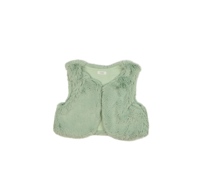 Zelená chlupatá vesta Next
