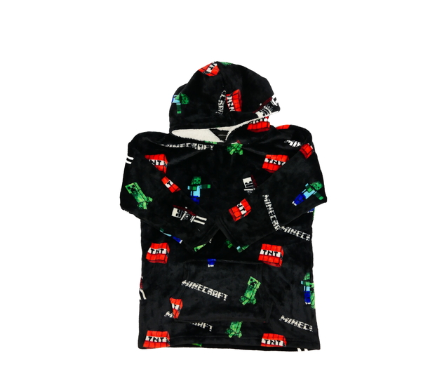 Černá chlupatá oversize mikina Minecraft 