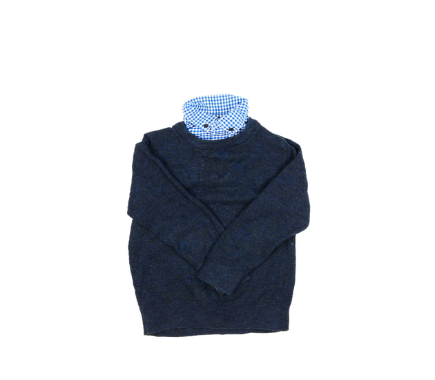Modrý svetr s košilovým límečkem Next