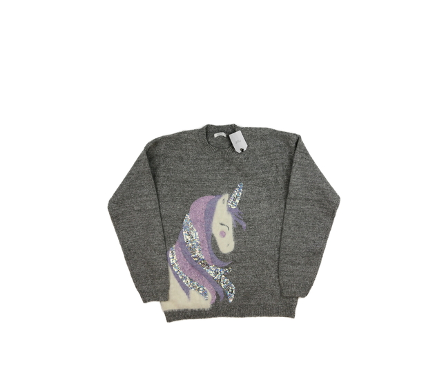 Nový šedý svetr s jednorožcem Next