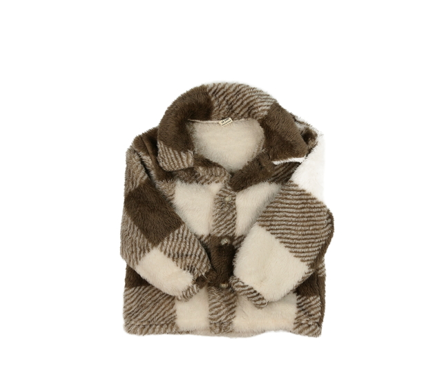 Hnědá chlupatá košilová mikina 