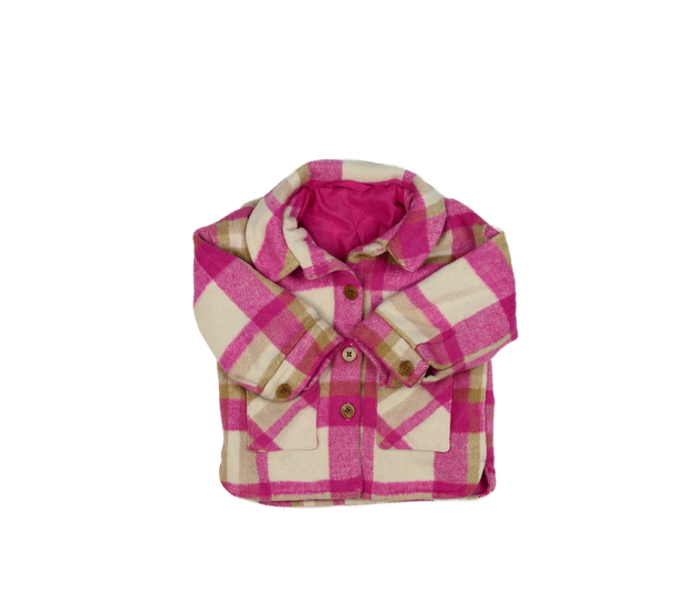 Kostkovaný růžový košilový kabátek F&F
